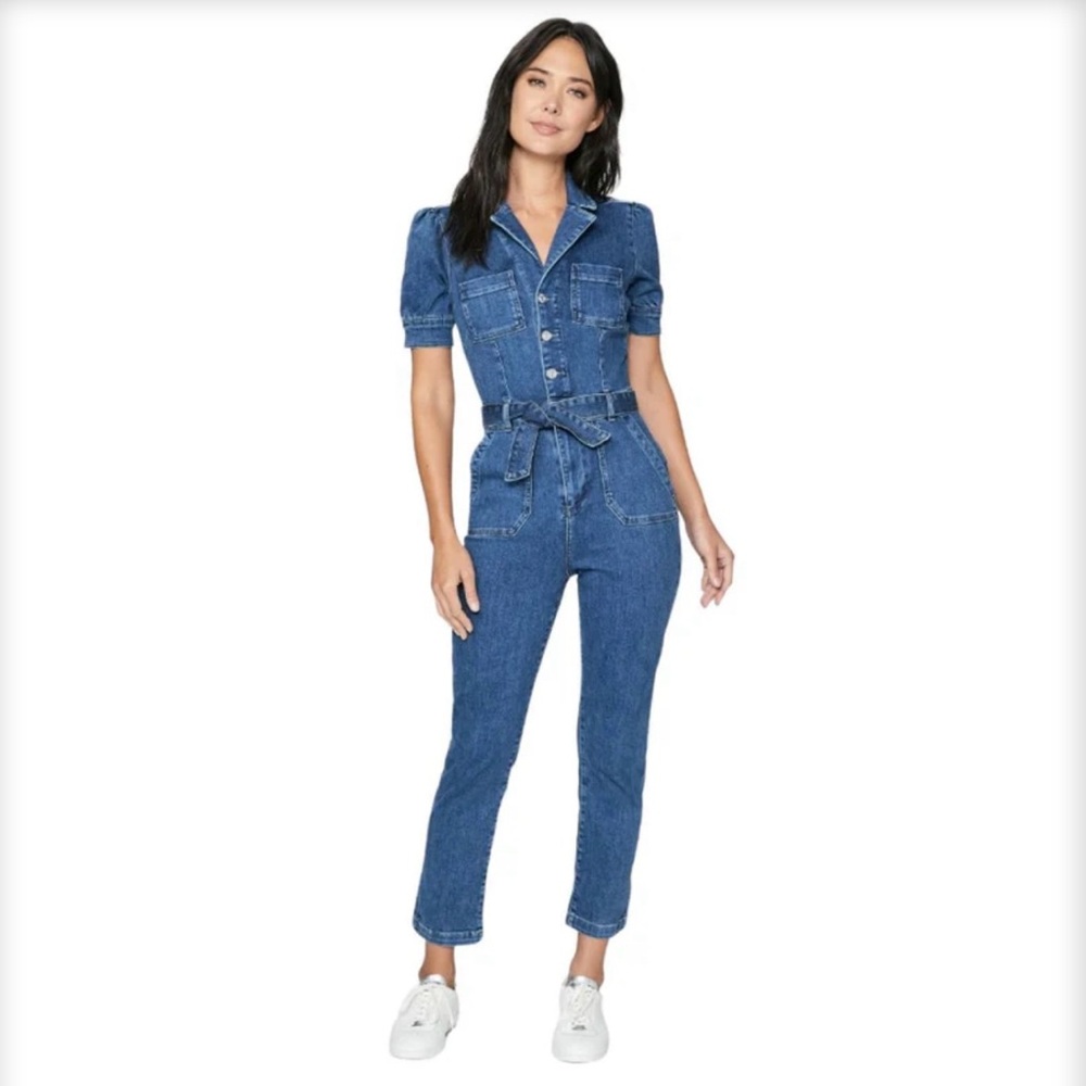 PAIGE Mayslie Straight Ankle Denim Jumpsuit